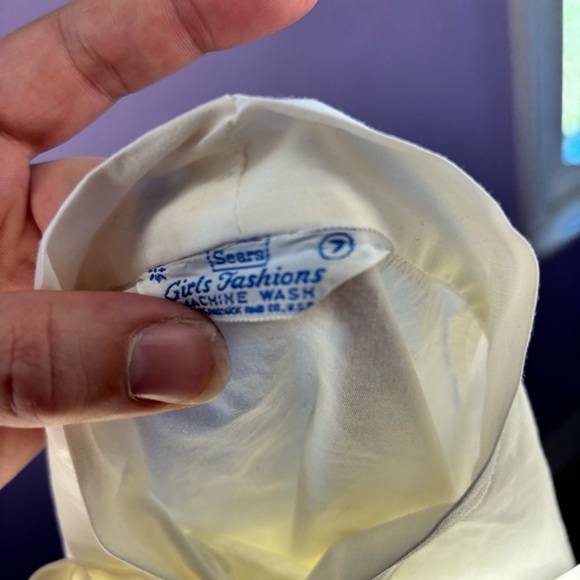 VINTAGE SEARS WHITE BUTTON UP BOW ACCENT L/S SHIRT GIRLS SIZE 7 - Picture 6 of 6